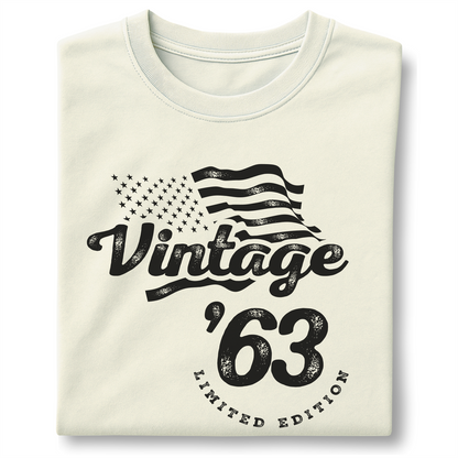 Vintage 1963 - Flag America - Customizable unisex garment-dyed heavyweight t-shirt