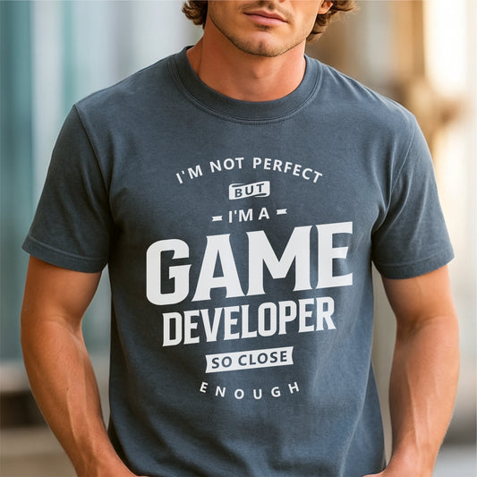 Game Developer Funny Imperfect But Awesome - Customizable unisex garment-dyed heavyweight t-shirt