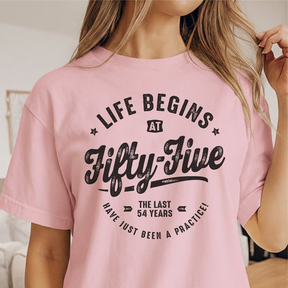 Custom Age - Life Begins at Fifty-Five unisex classic tee