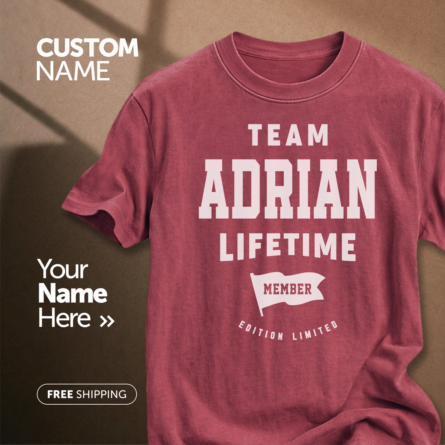 Team Adrian Lifetime Member | Custom Name T-Shirt