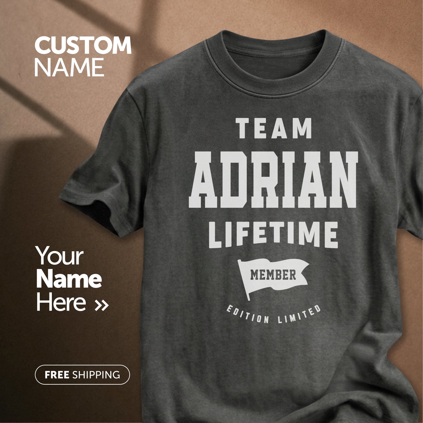Team Adrian Lifetime Member | Custom Name T-Shirt
