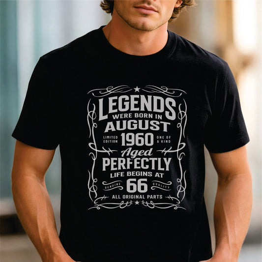Custom Month-Year-Age - Legends Born in August 1960 Age 66 unisex classic tee