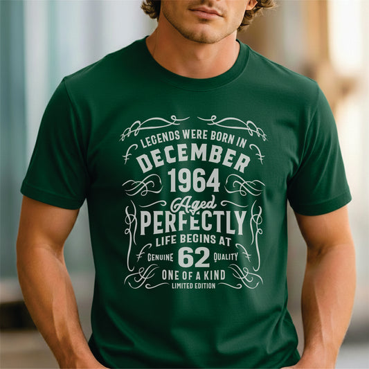 Custom Month-Year-Age - Legends Born in December 1964 Age 62 unisex classic tee