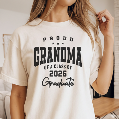 Custom Name-Year - Proud Grandma of a Class of 2026 Graduate unisex classic tee