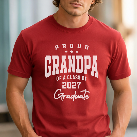 Custom Name-Year - Proud Grandpa of a Class of 2027 Graduate unisex classic tee