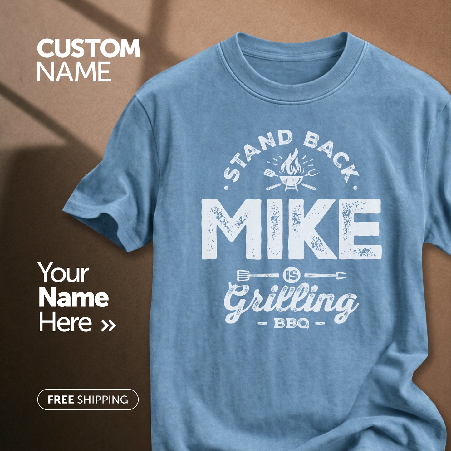Stand Back Mike is Grilling BBQ | Custom Name T-Shirt