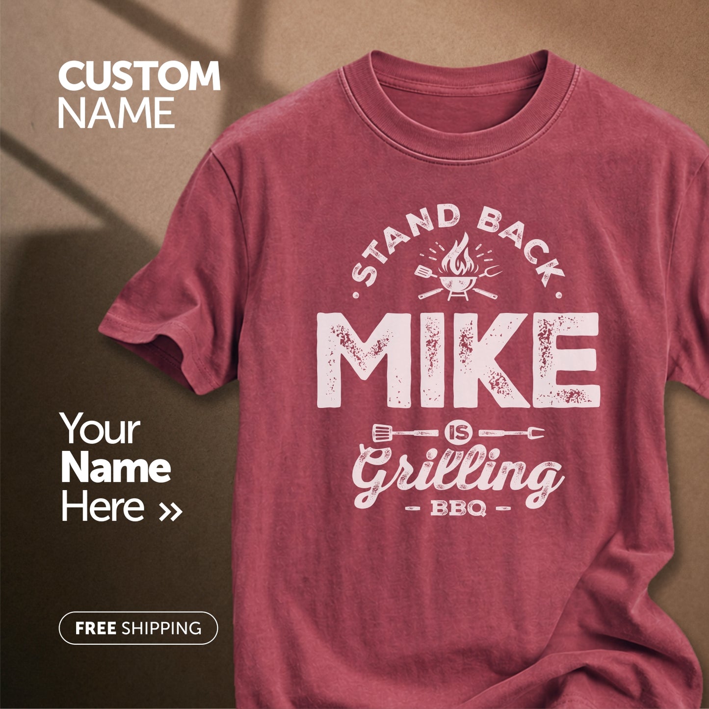 Stand Back Mike is Grilling BBQ | Custom Name T-Shirt