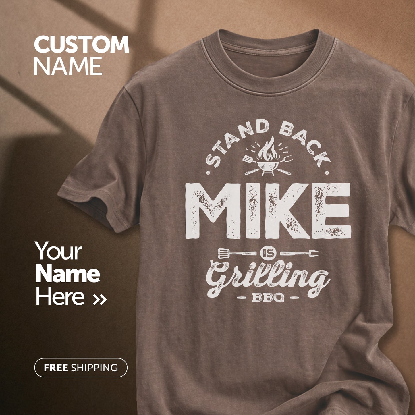 Stand Back Mike is Grilling BBQ | Custom Name T-Shirt