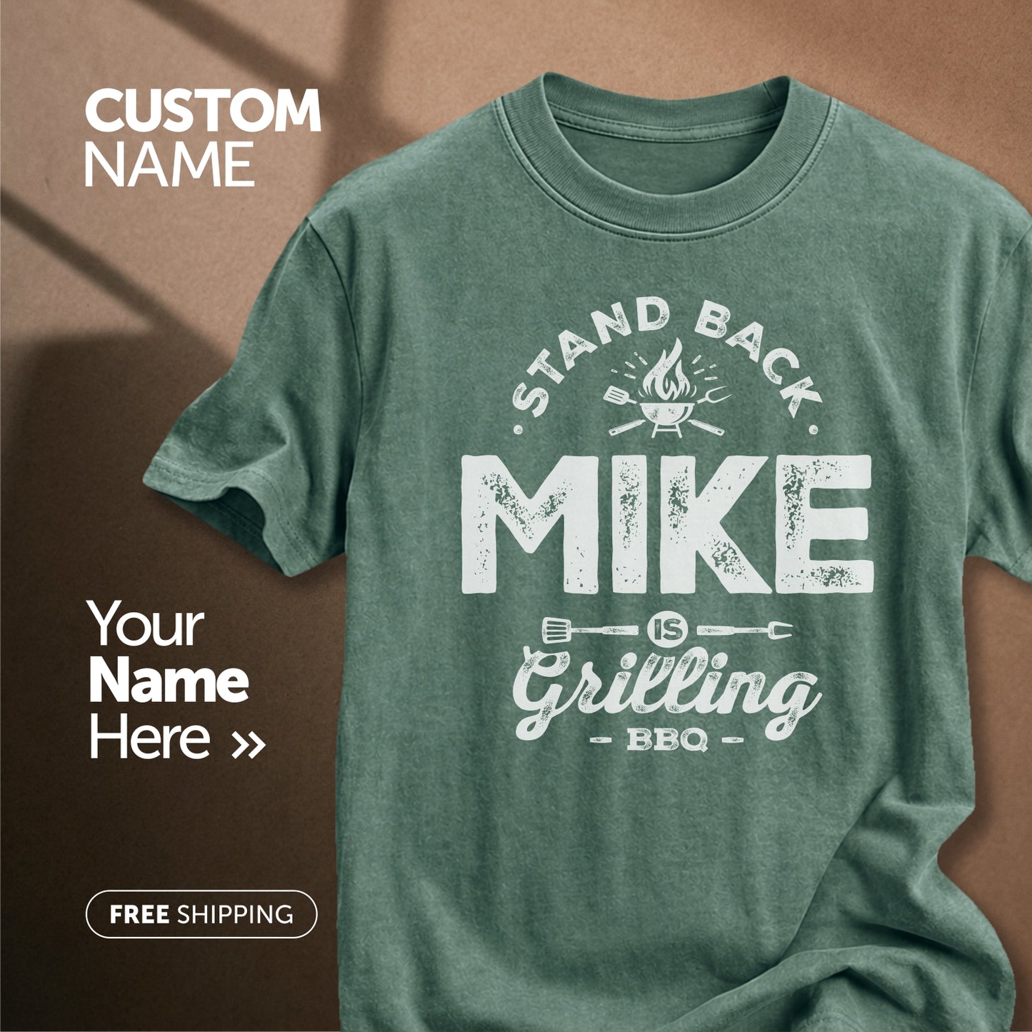 Stand Back Mike is Grilling BBQ | Custom Name T-Shirt