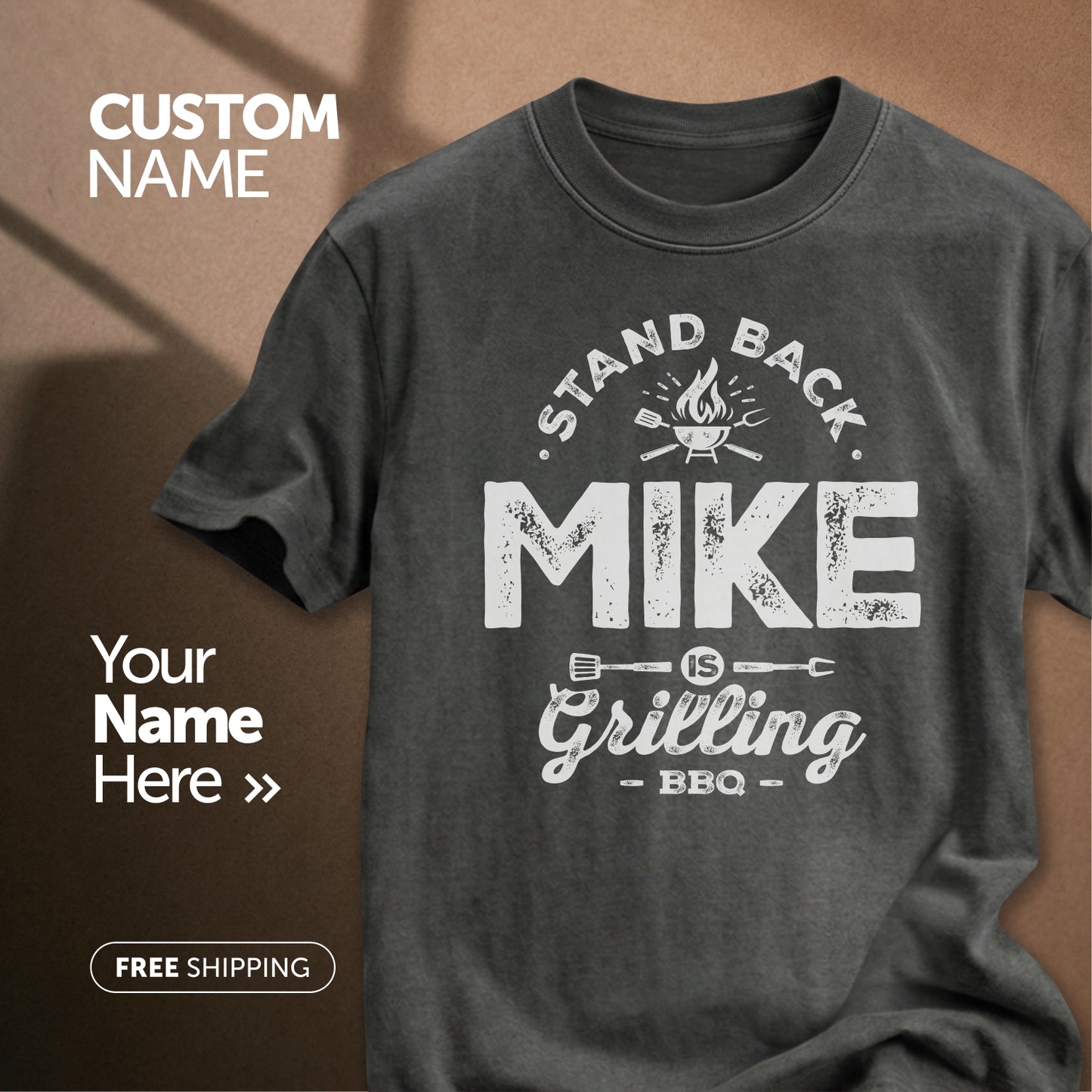 Stand Back Mike is Grilling BBQ | Custom Name T-Shirt