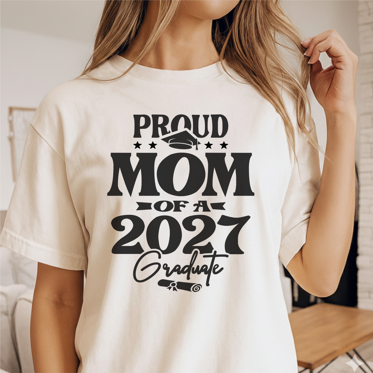 Custom Name-Year - Proud Mom of a 2027 Graduate unisex classic tee