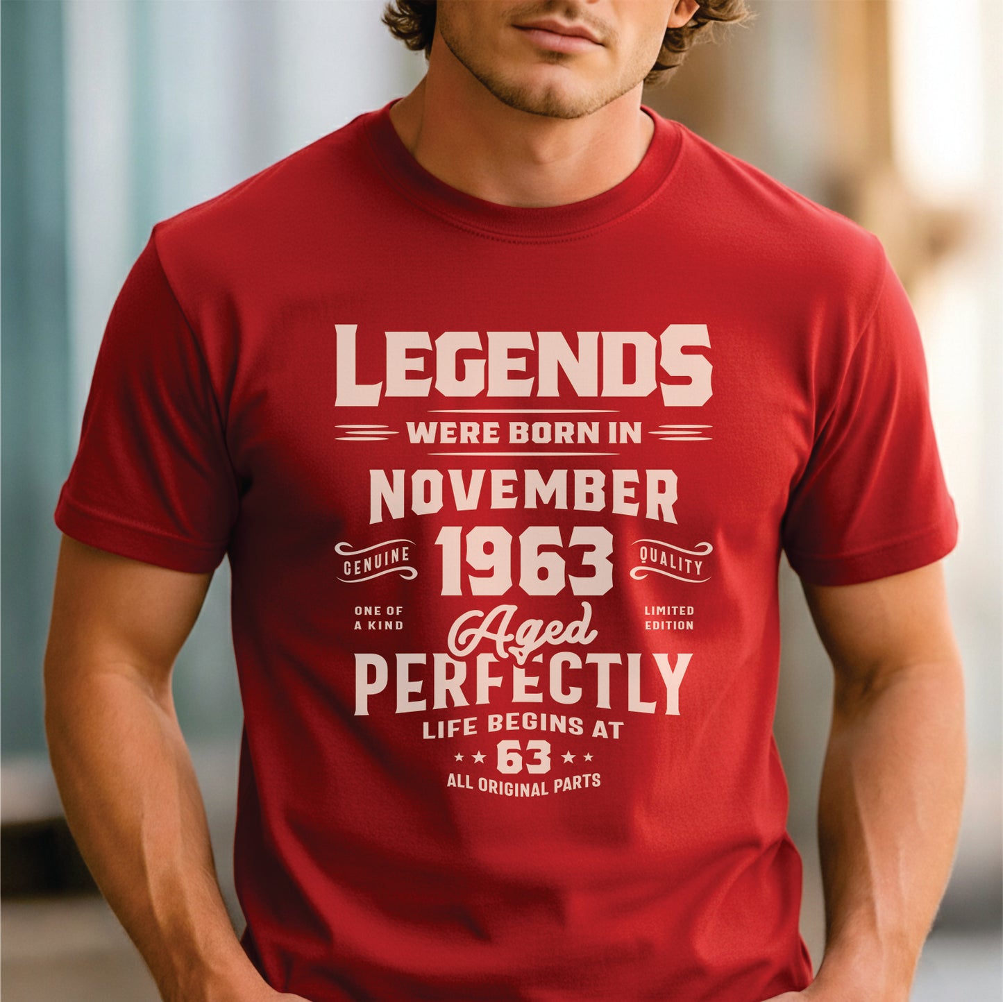 Custom Month-Year-Age - Legends Born in November 1963 Age 63 unisex classic tee