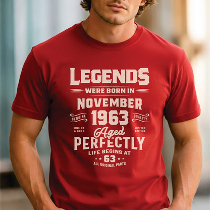 Custom Month-Year-Age - Legends Born in November 1963 Age 63 unisex classic tee