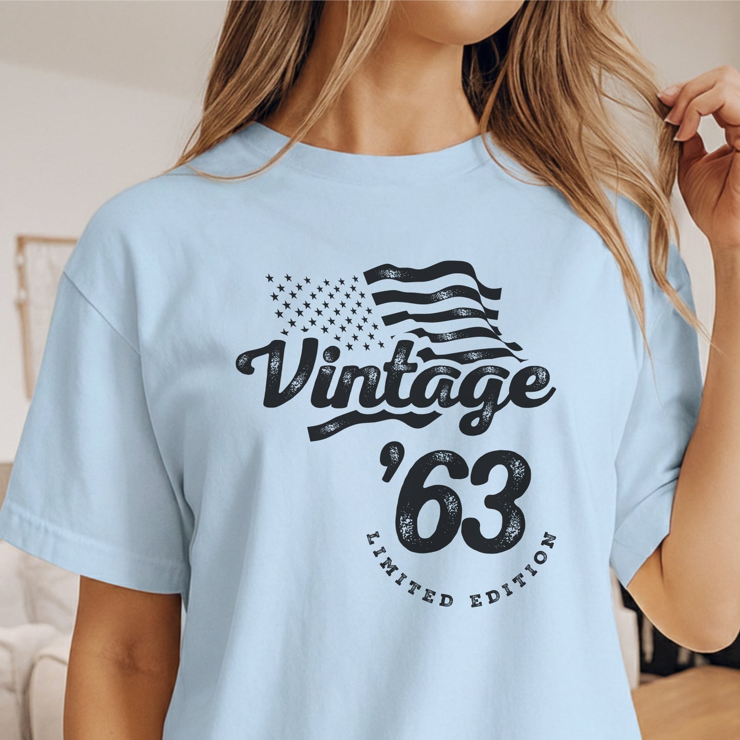 Custom Year - Vintage 1963 - Flag America unisex classic tee