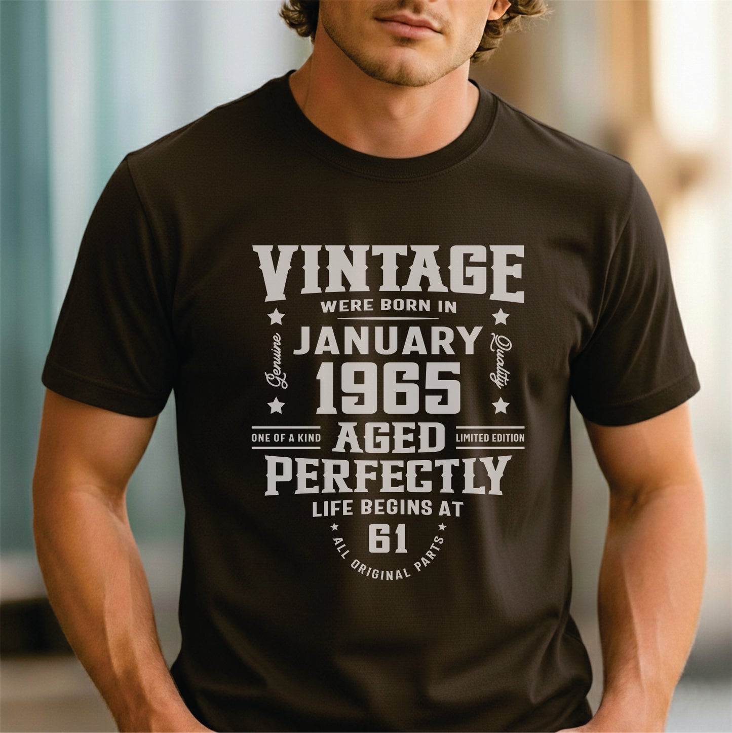 Custom Month-Year-Age - Legends Born in January 1965 Age 61 unisex classic tee